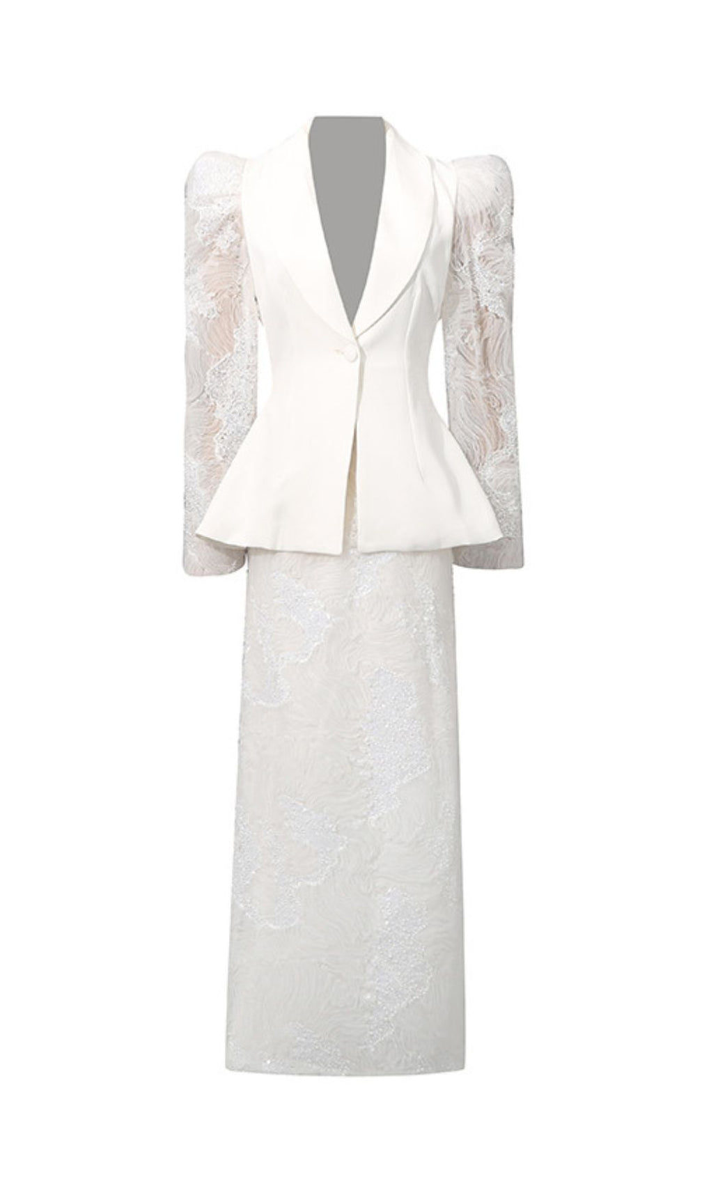 Hawise Glamorous Sequin & Lace Peplum Two-Piece Set