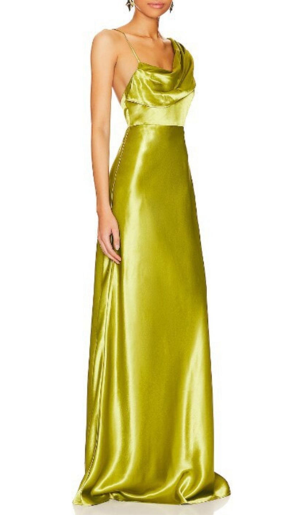 Khalilah Backless One-Shoulder Satin Maxi Gown - Vibrant Lime Green