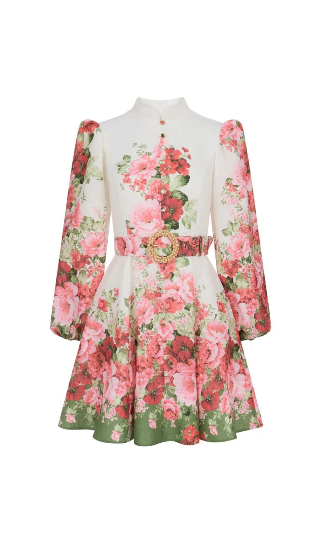 Branwen Floral Mandarin Collar Mini Dress