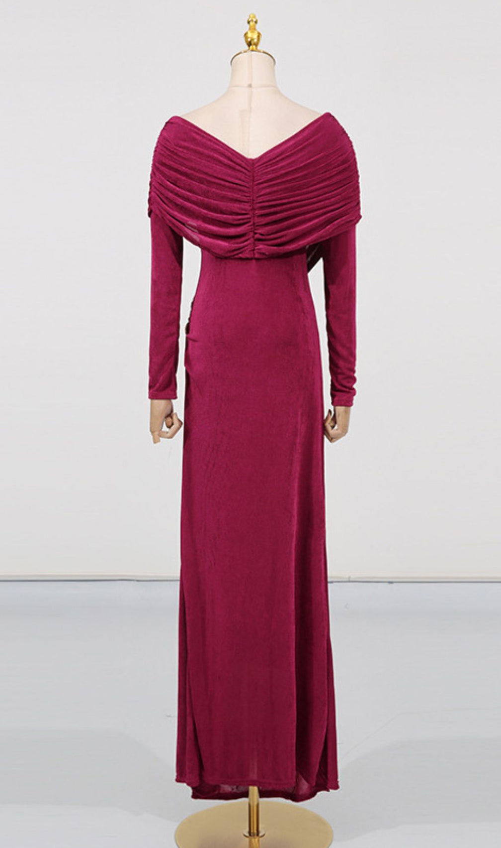 Goldy Ruched Long Sleeve Maxi Dress