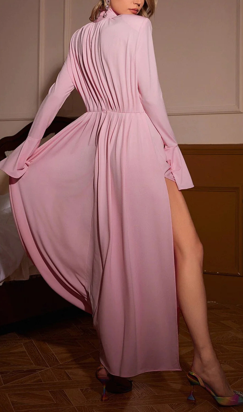 Aiko Pink Flower Embellished Maxi Dress