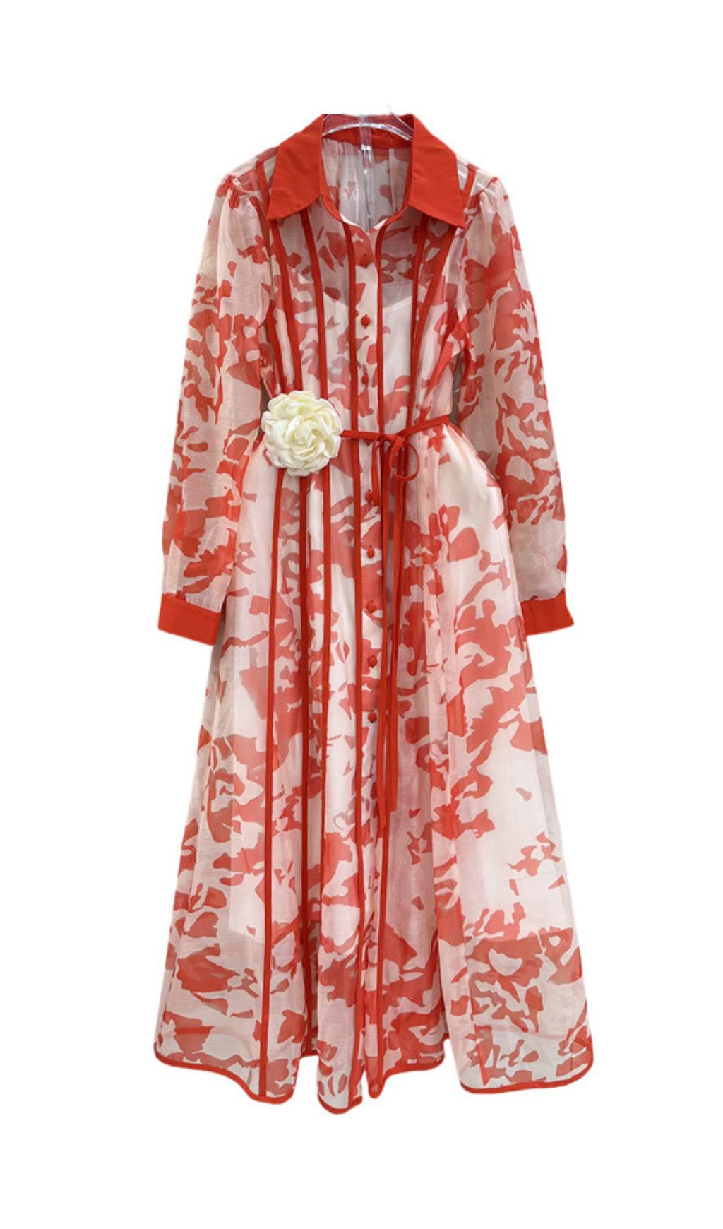 Ffion Printed Long Sleeve Midi Dress