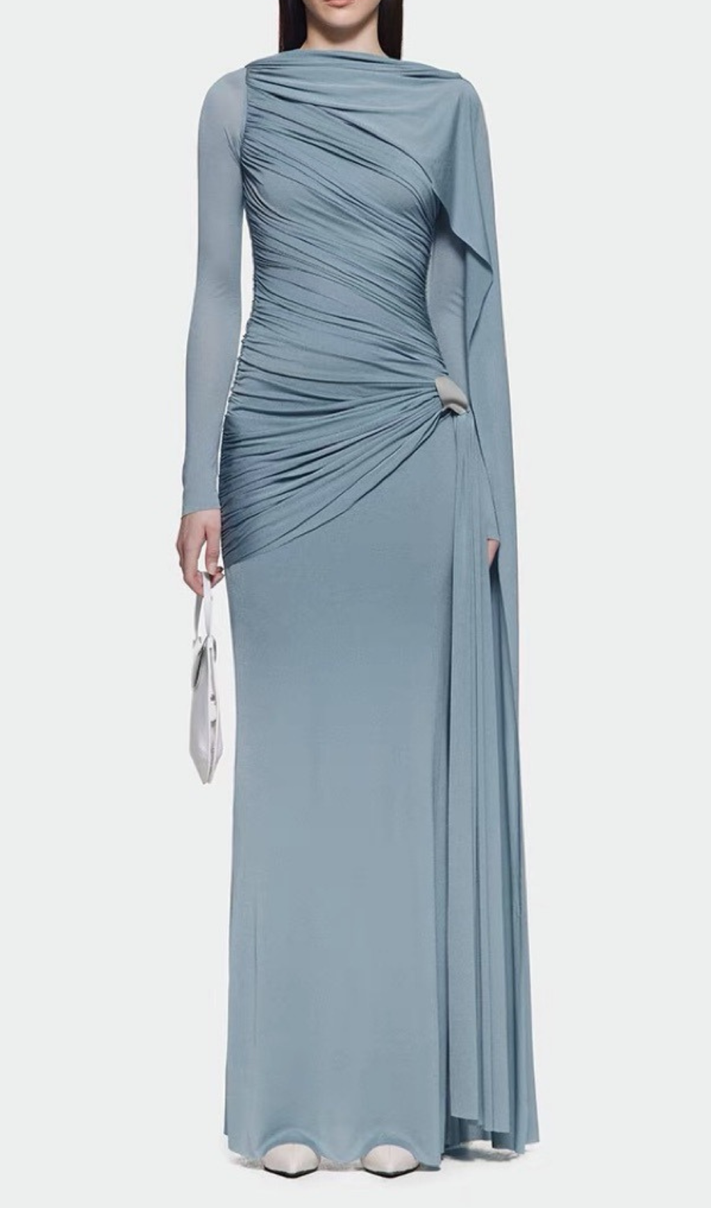 Hanayo Ruched Long Sleeve Maxi Dress
