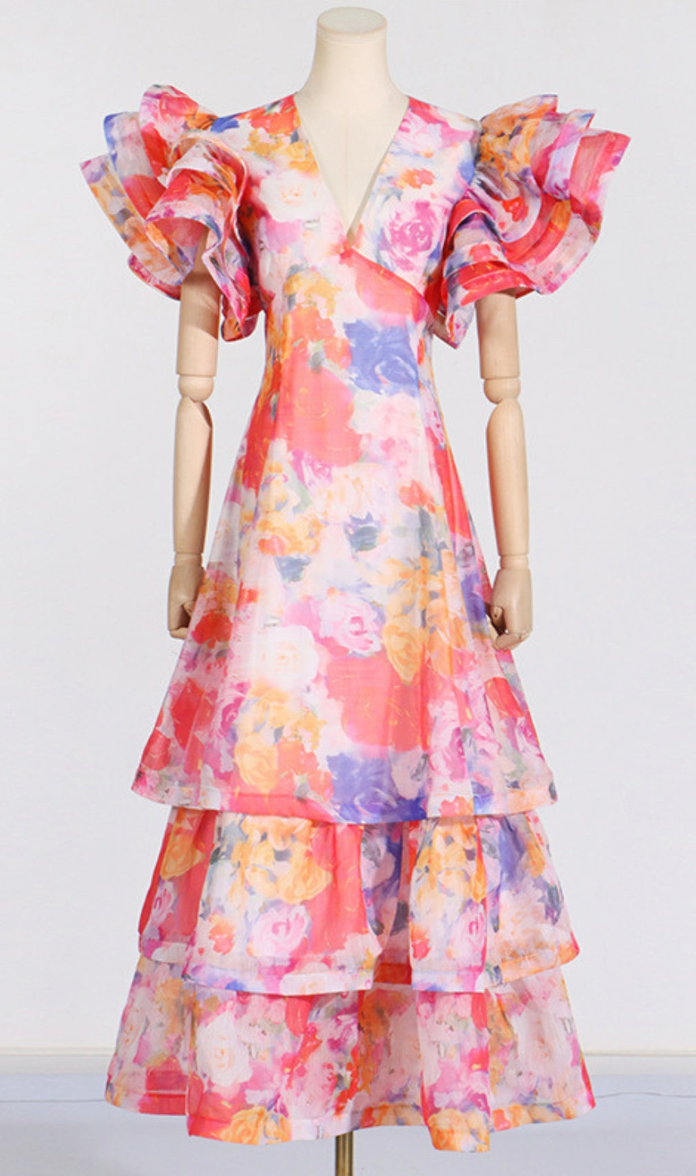 Élodie Floral-Print Ruffled Gown