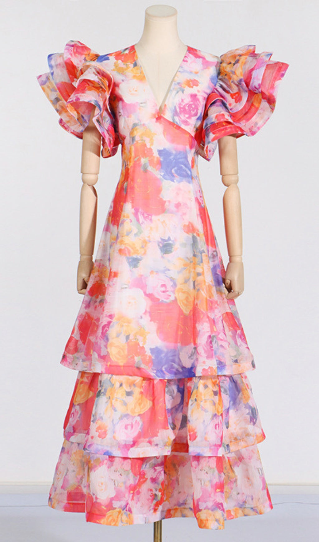 Élodie Floral-Print Ruffled Gown