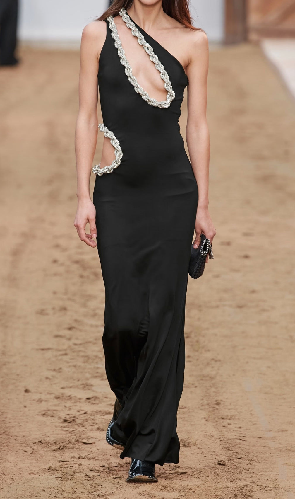 Cala Black One-Shoulder Cutout Maxi Dress