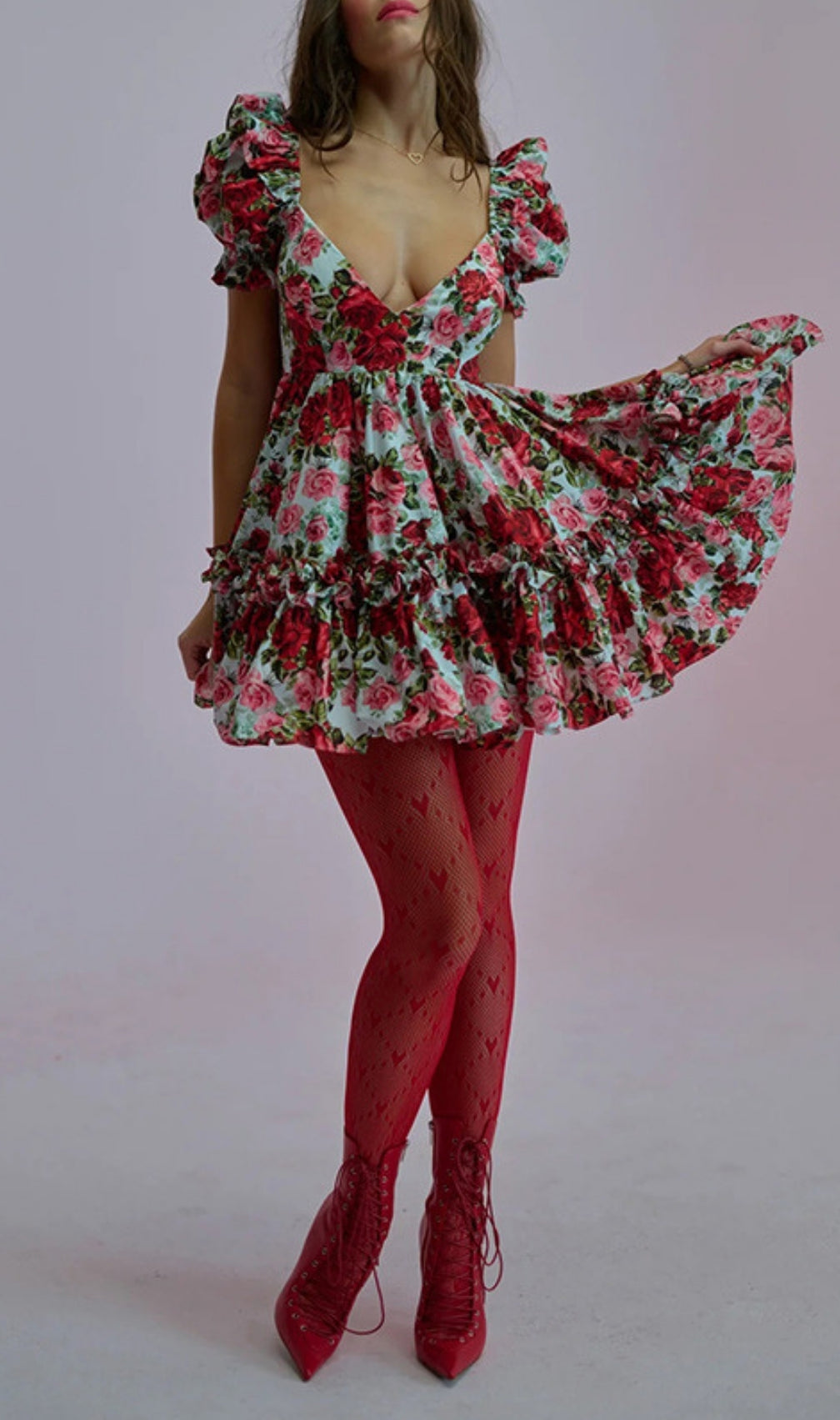 Eilidh Floral V-Neck Mini Dress