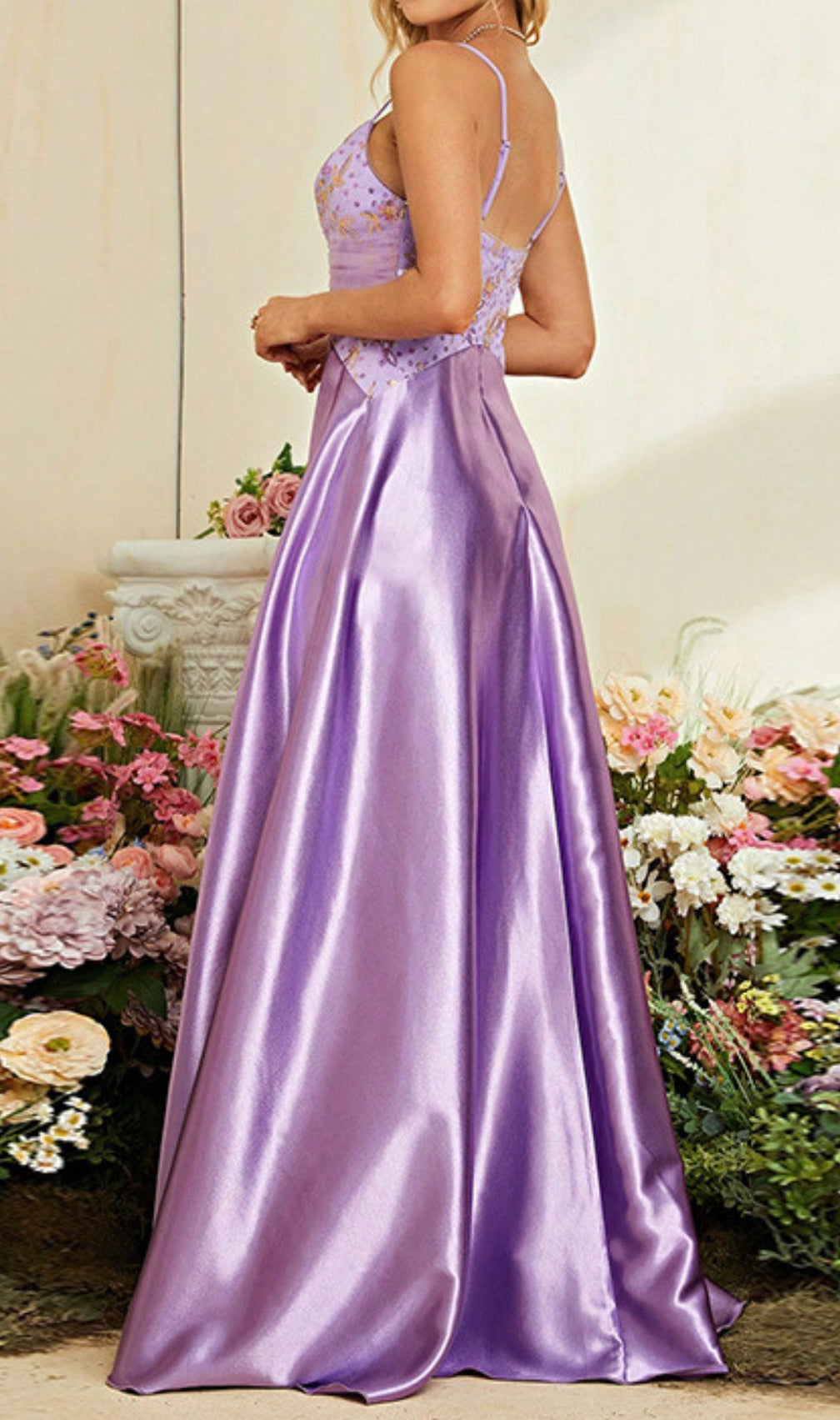 Dierk Purple V-Neck Sequin Maxi Dress