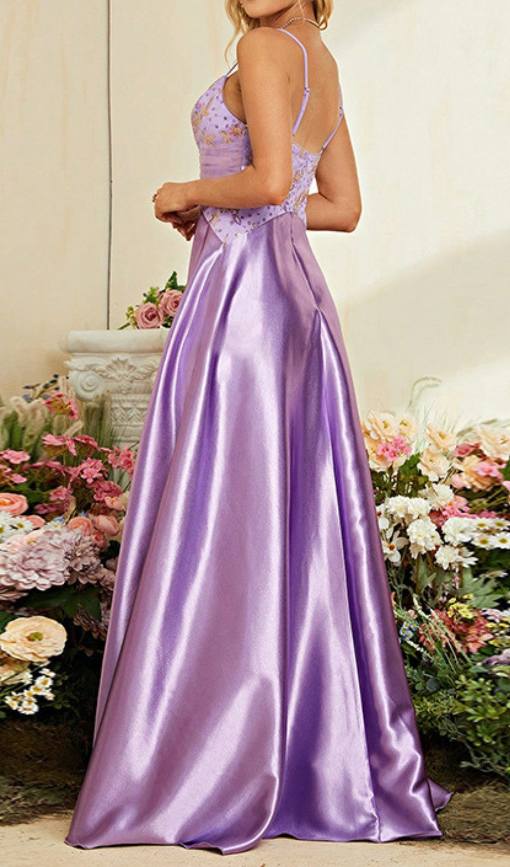 Dierk Purple V-Neck Sequin Maxi Dress