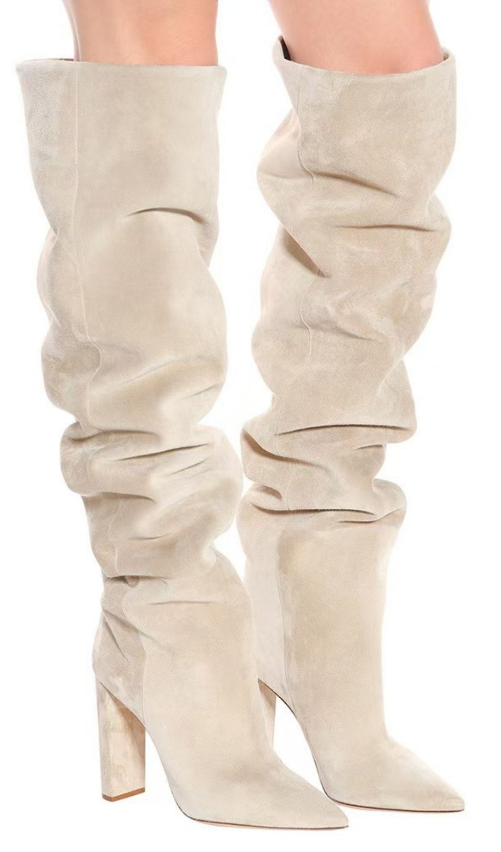 Kata Luxe Suede Slouchy Over-the-Knee Boots | Chic Statement Heel