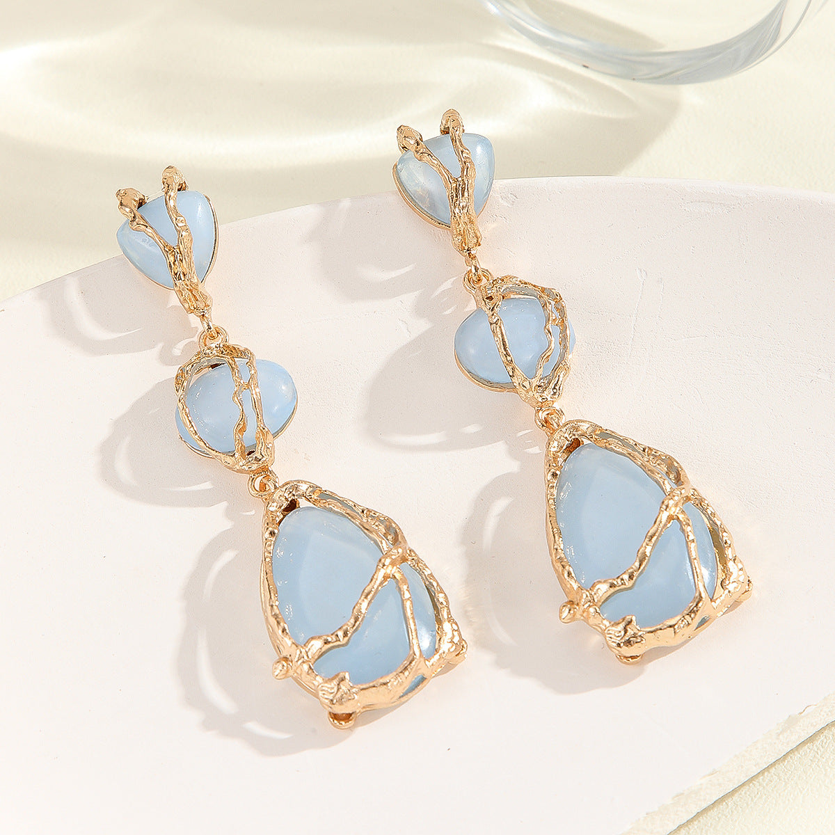 Cyrilla Bohemian Gemstone Drop Earrings | Green & Pink Statement Dangles