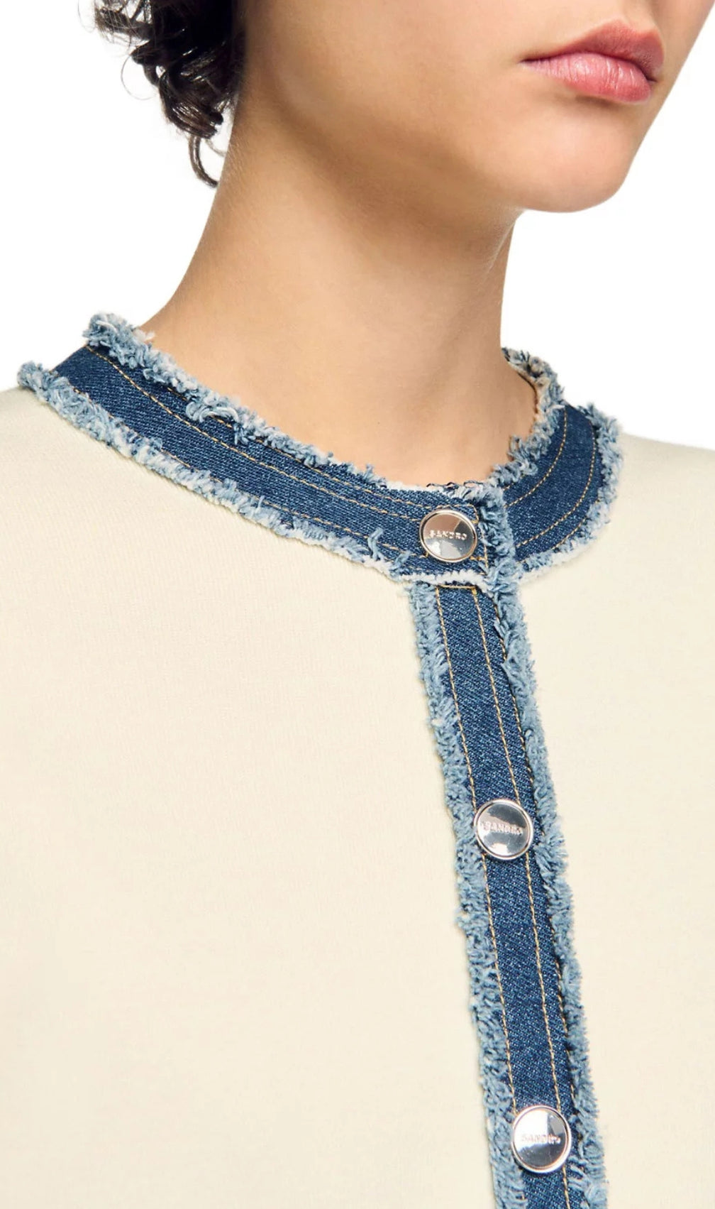 Cardigan With Denim Detail