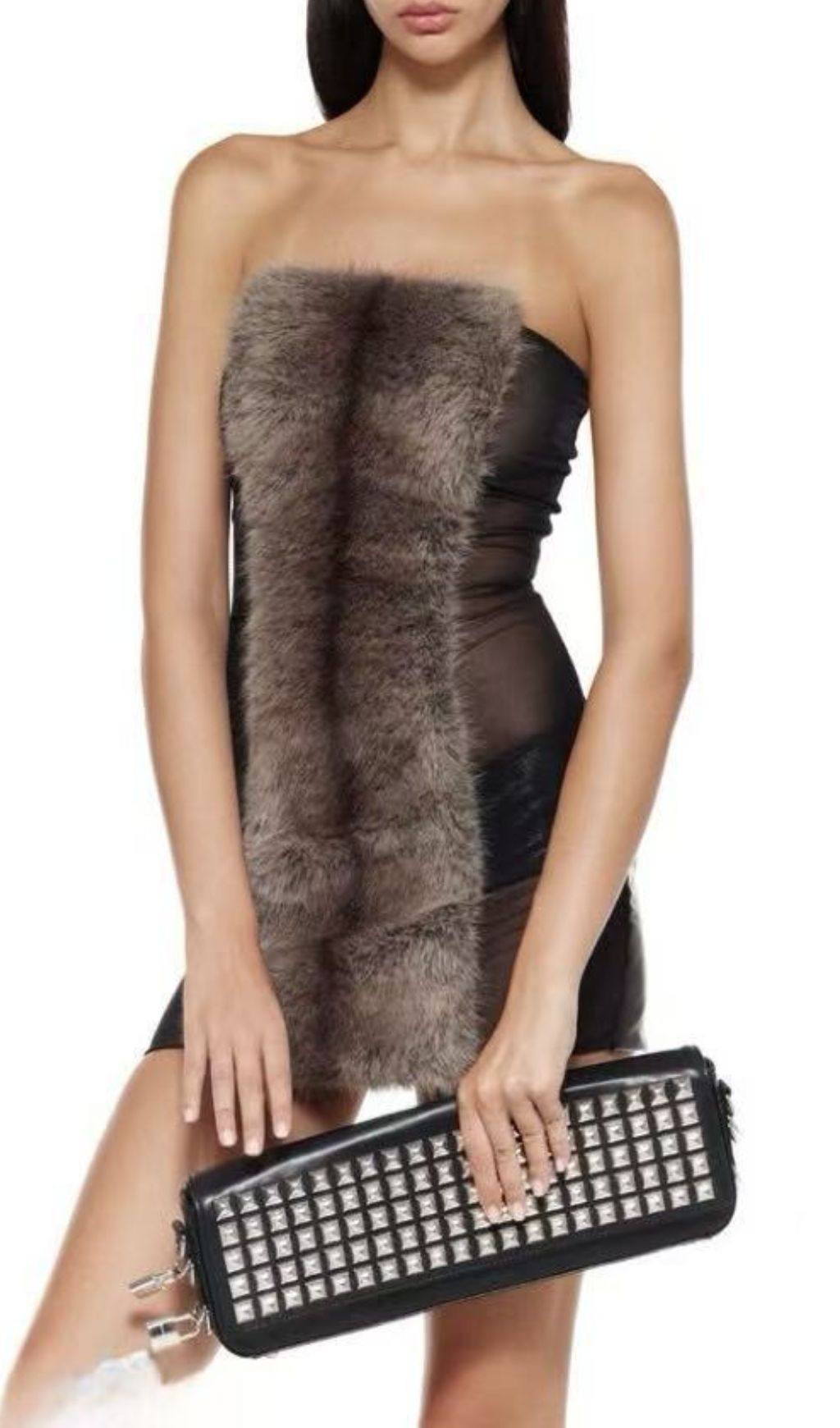 Inza Glamour Faux Fur Strapless Mini Dress - Daring Bodycon Party Dress