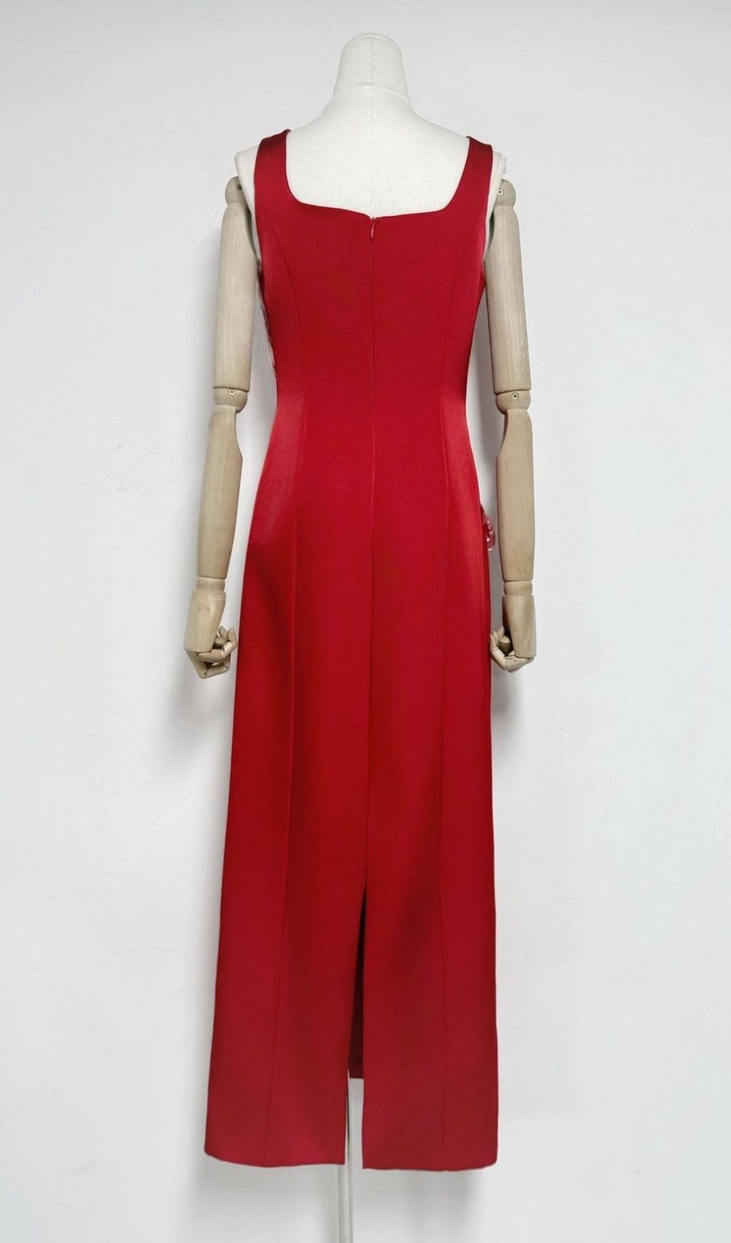Karin Elegant Floral Embroidered Maxi Dress - Strappy Square Neck Gown