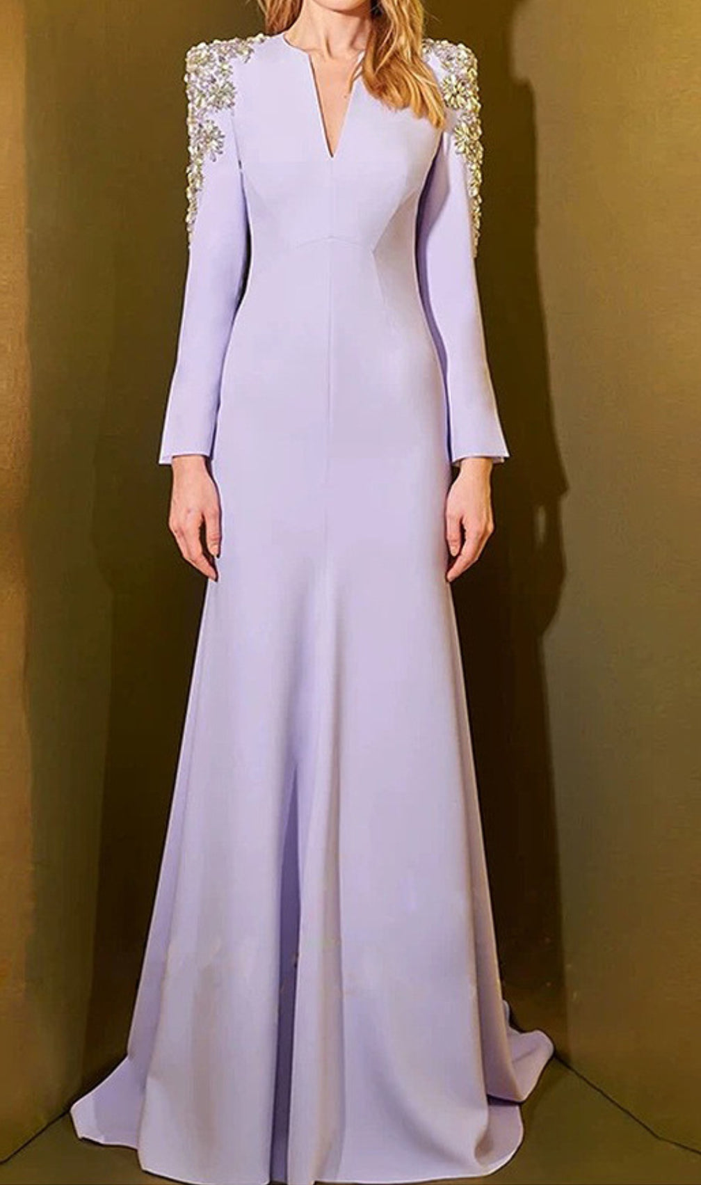 Darcie Purple V-Neck Long Sleeve Maxi Dress
