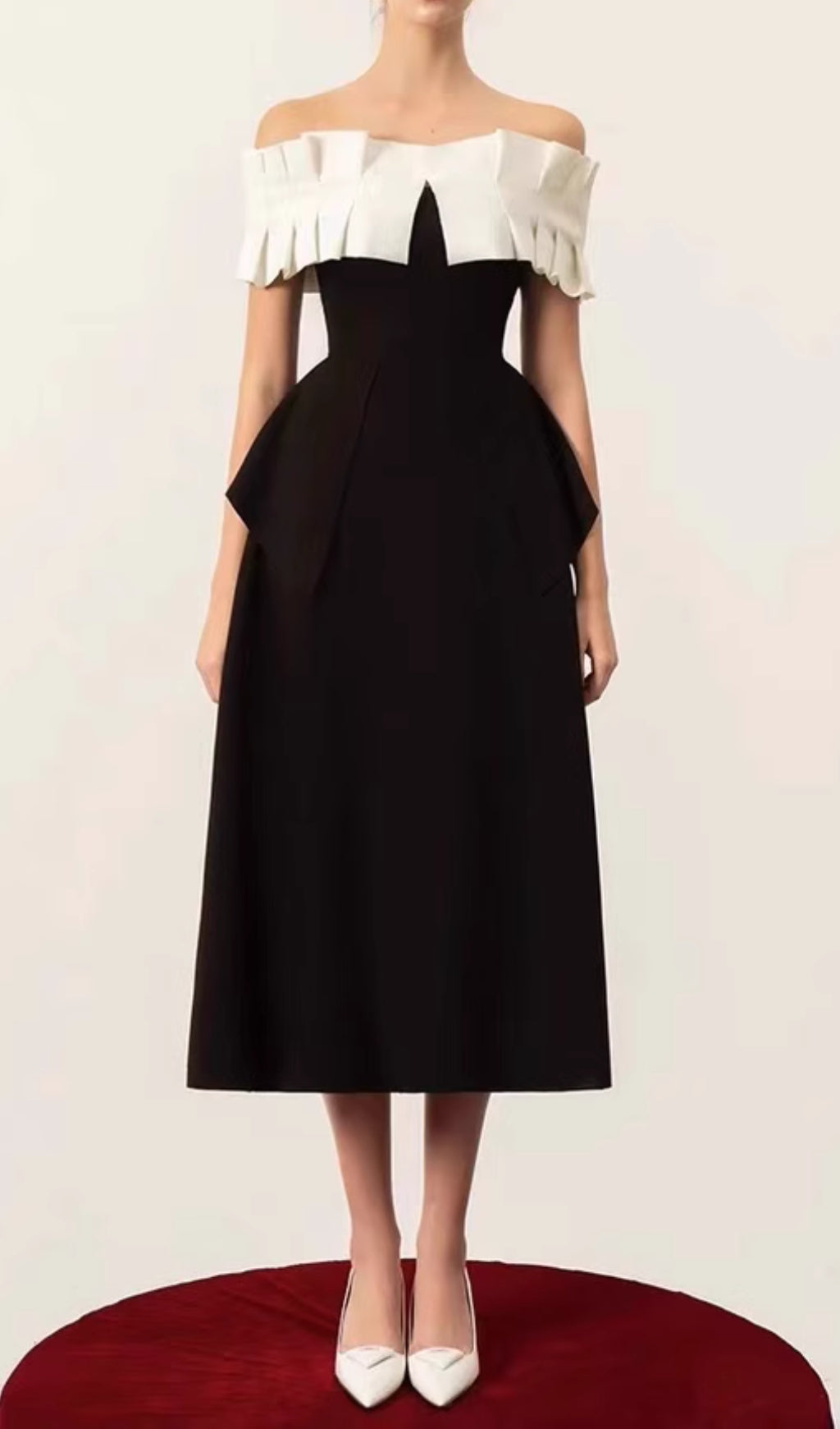 Chanon Black Off Shoulder Midi Dress