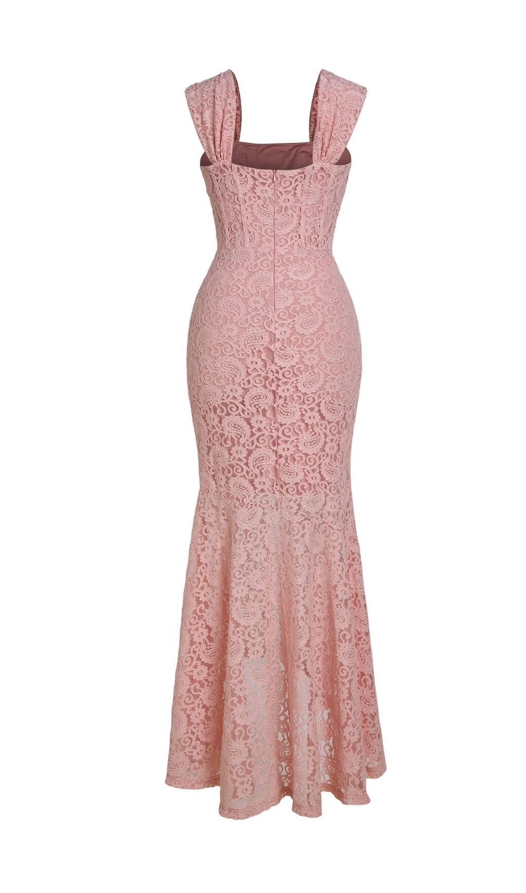 Vivien Lace Gathering Maxi Dress - Pink