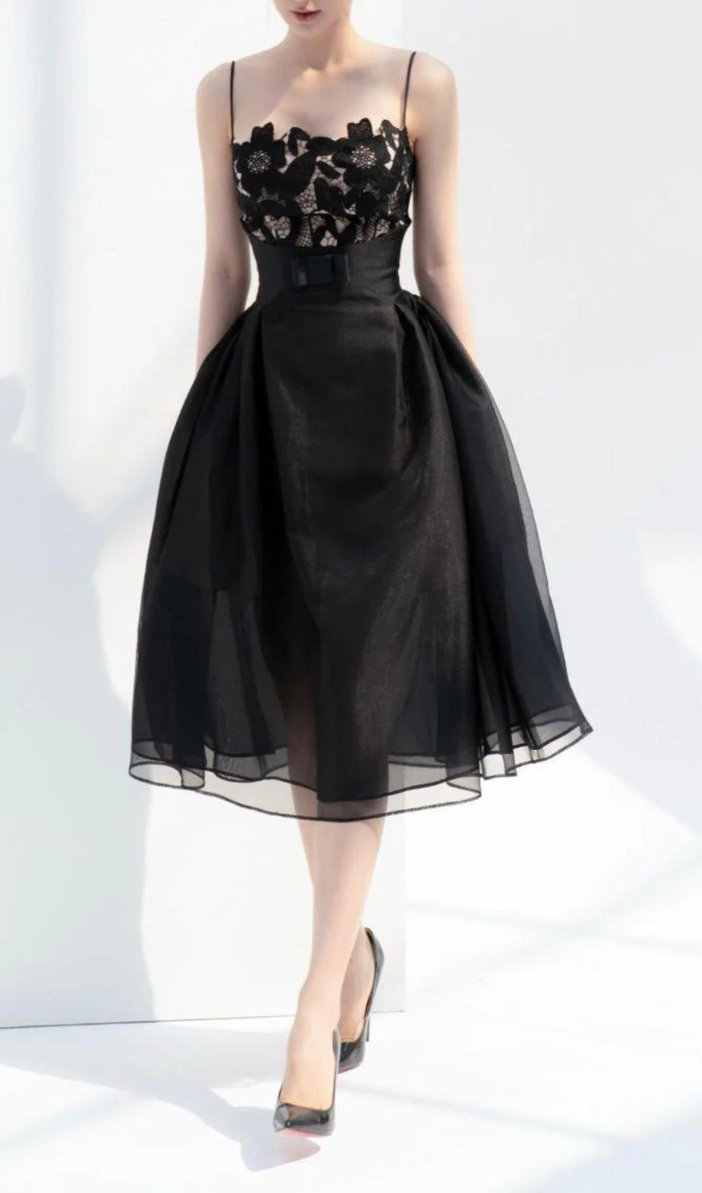 Asuka Tule Lace Midi Dress