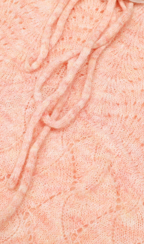 Jorge Sky Blue Floral Knit Midi Dress - Long Sleeve & Charming Tie-Front