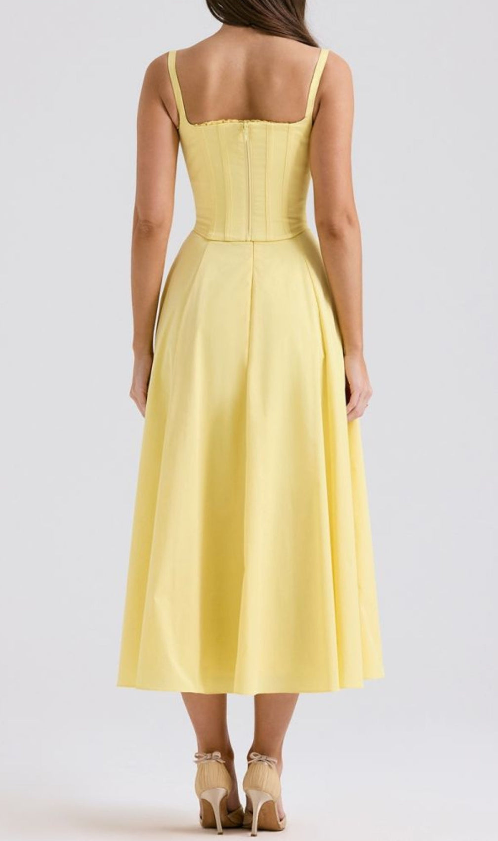 Avariella Yellow Corset Midi Dress Set