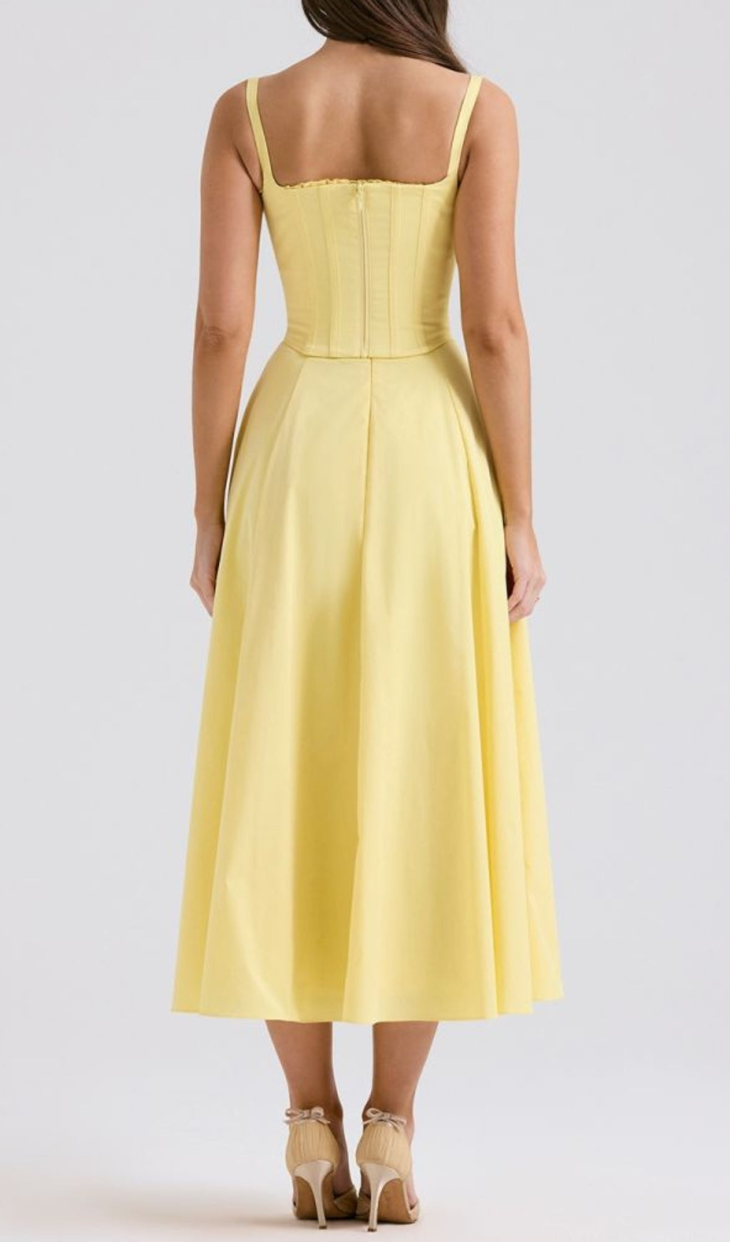 Avariella Yellow Corset Midi Dress Set
