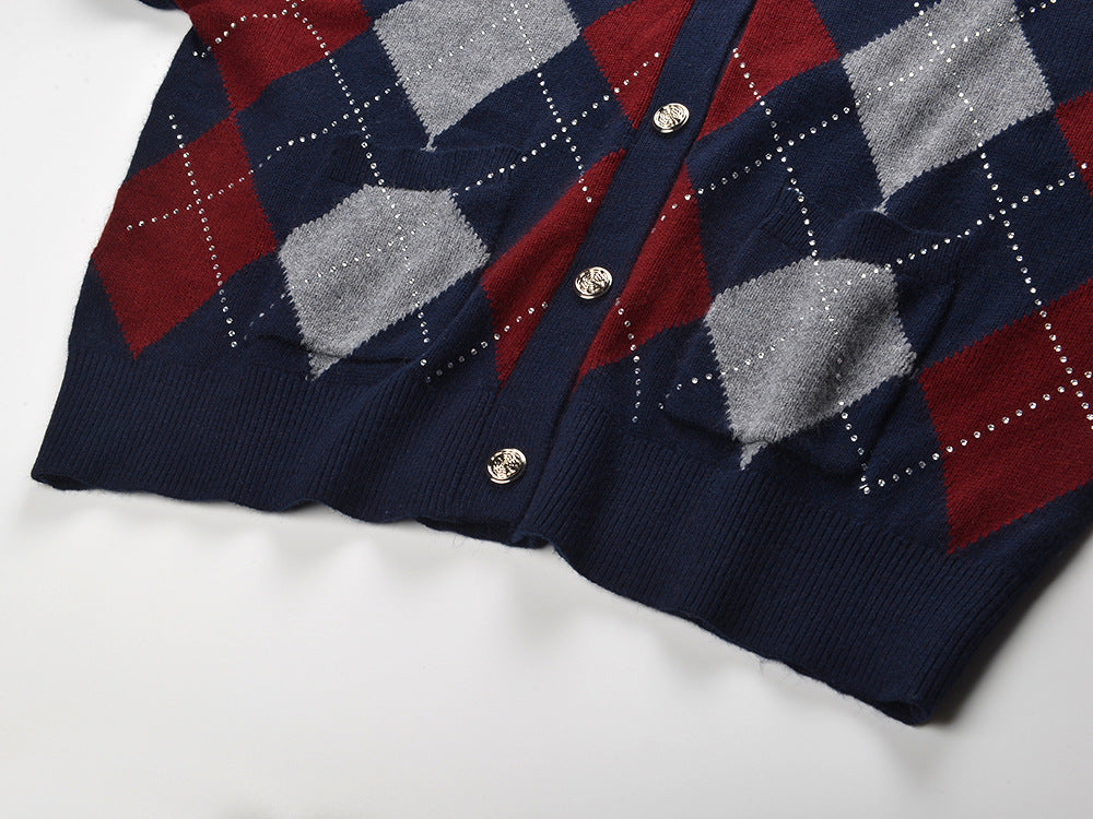 Howell Chic Argyle Cardigan for Women - Timeless Knit with Modern Flair