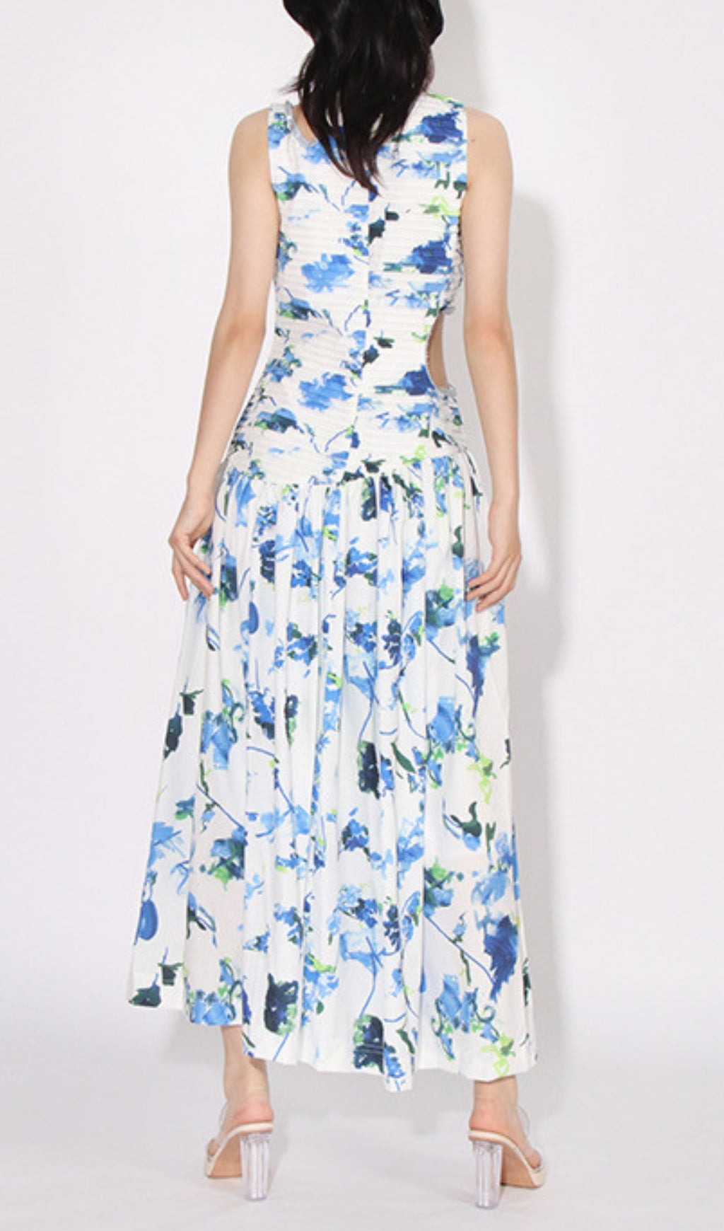 Asani Blue Floral Cutout Maxi Dress