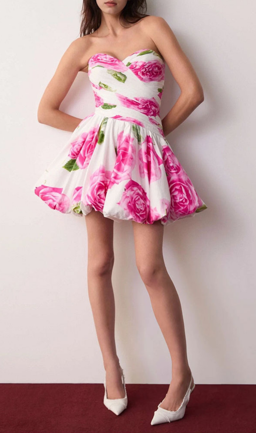 Heloise Strapless Flower Mini Dress