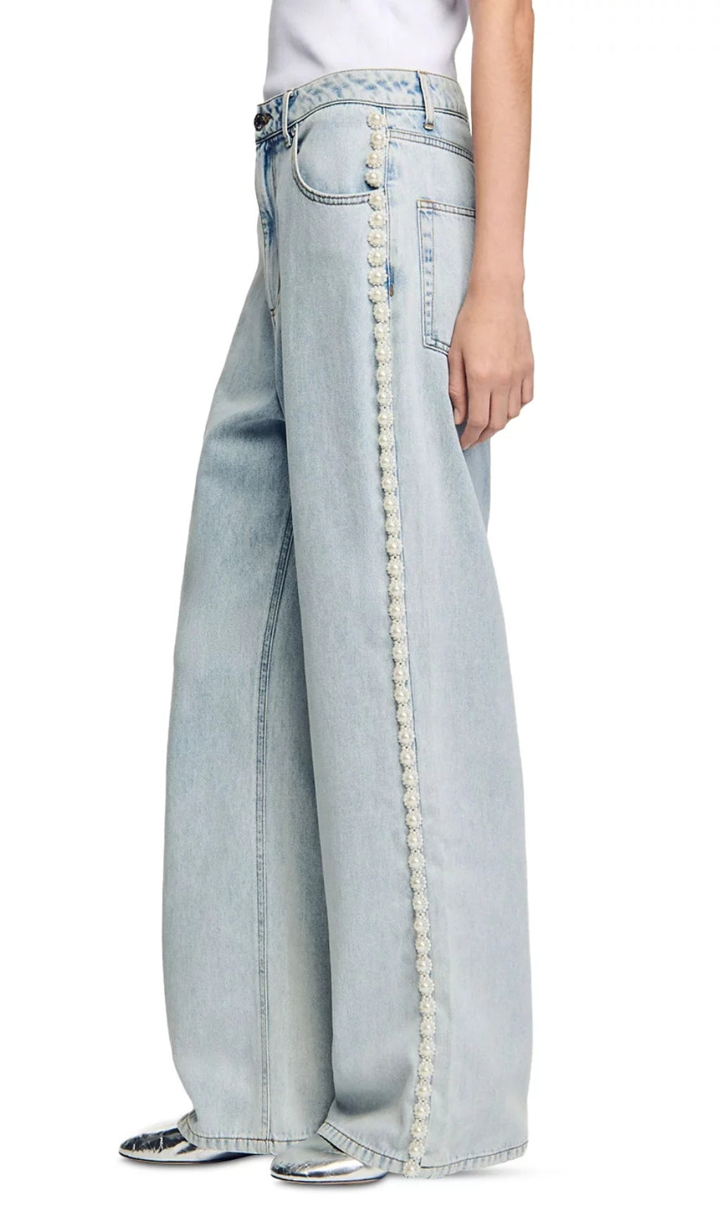Beaded Jeans in Light Blue Jean