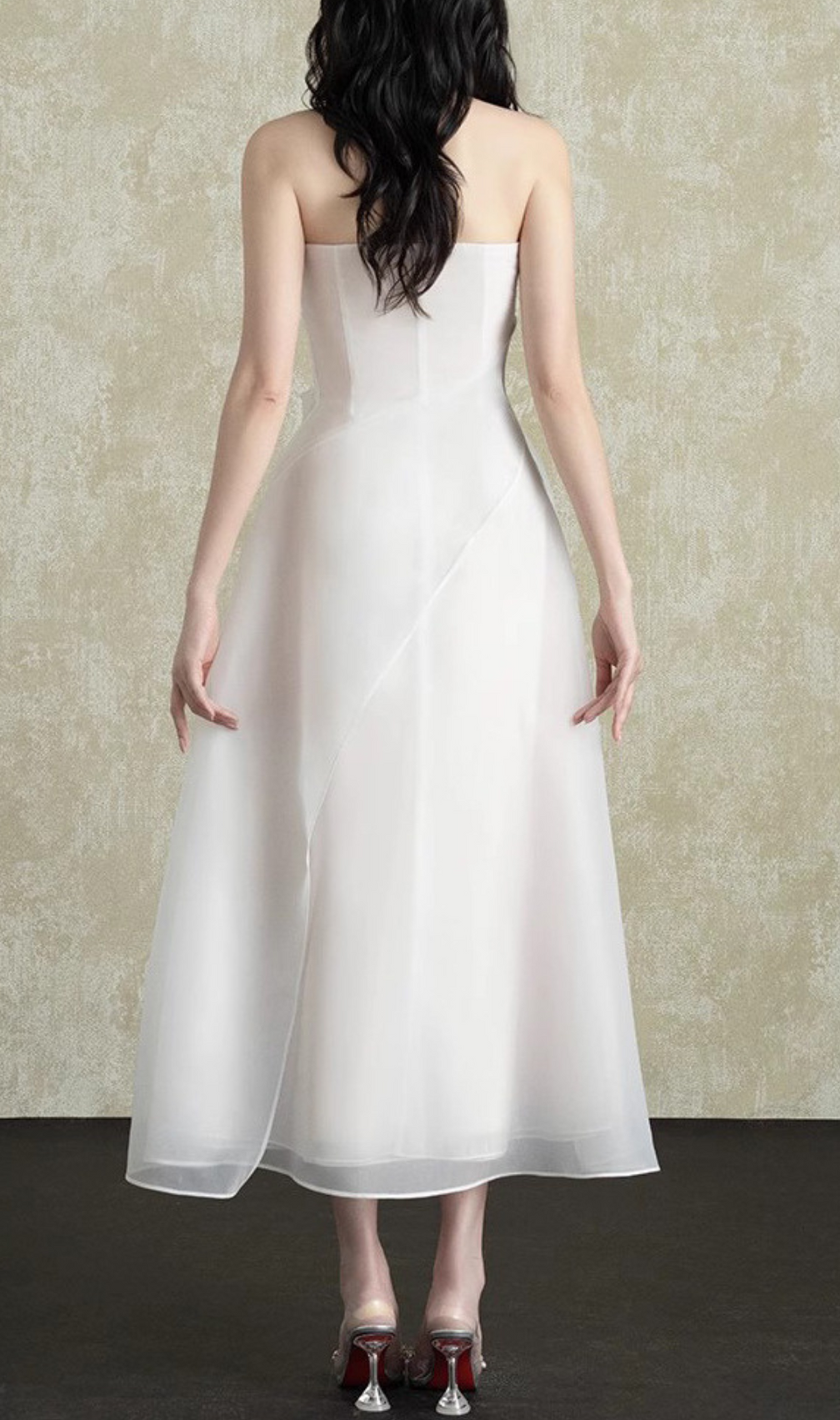 Helki White Strapless Midi Dress