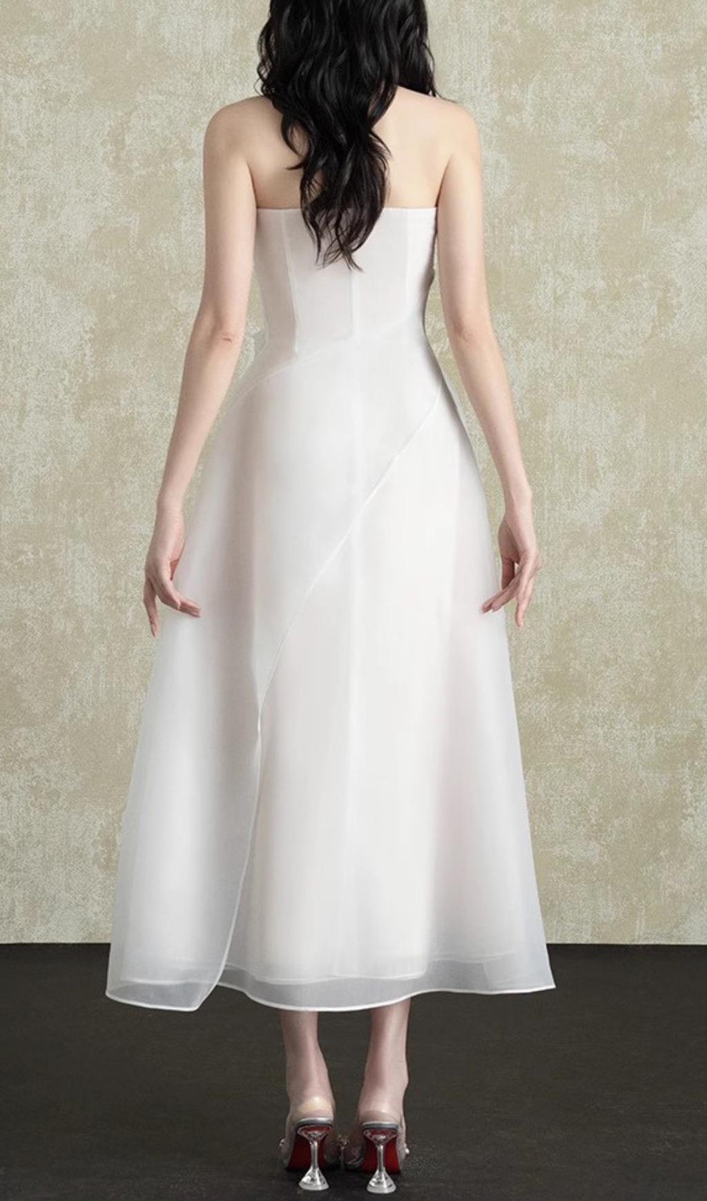 Helki White Strapless Midi Dress