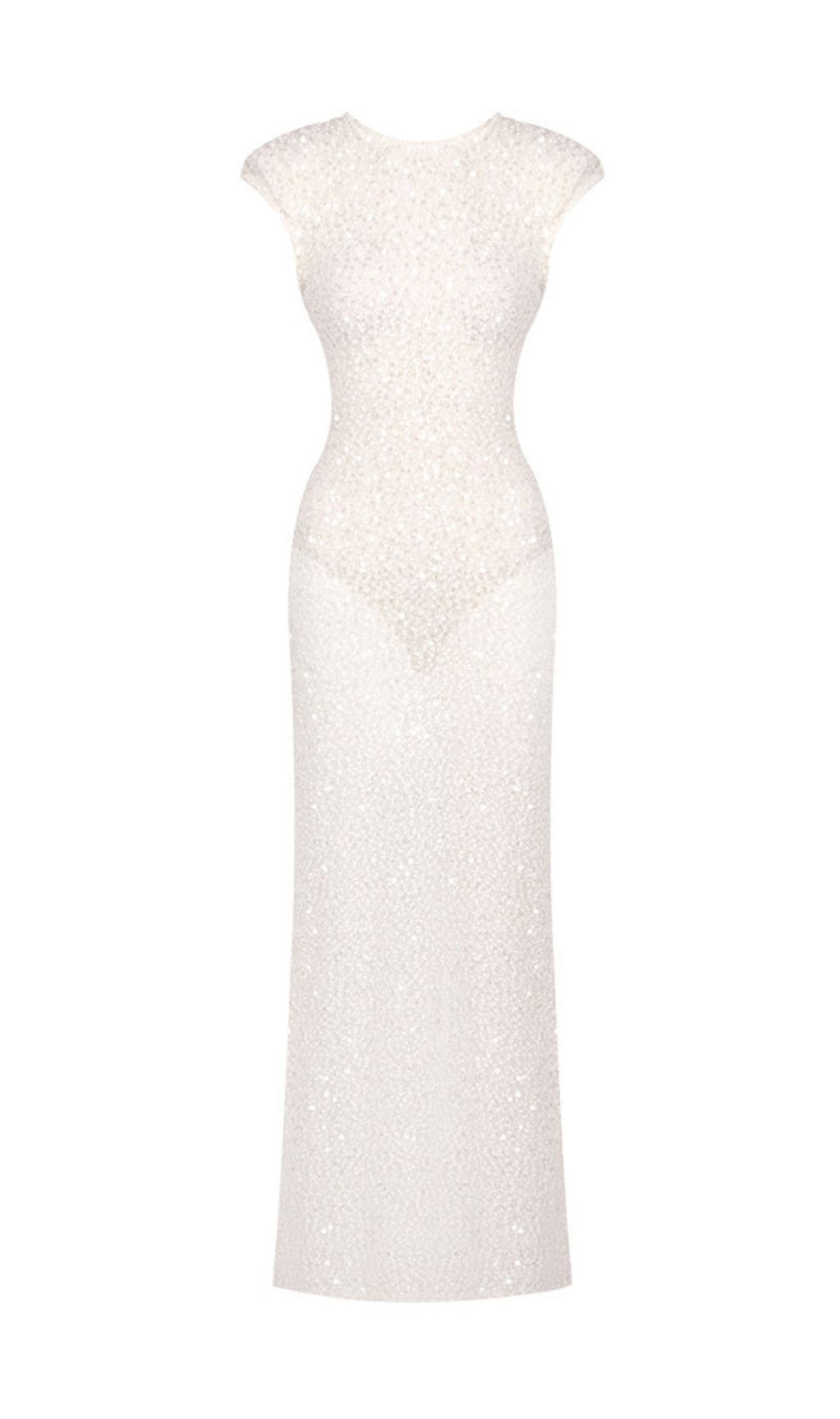 Kees White Sequin Backless Maxi Dress: Dazzling Red Carpet Glamour