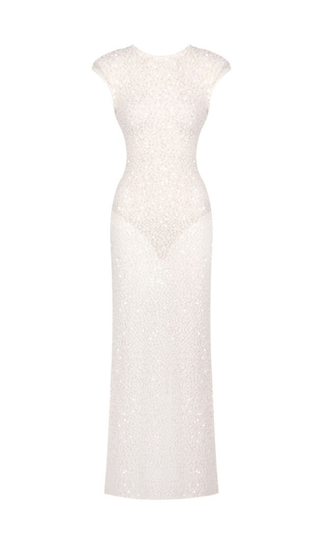 Kees White Sequin Backless Maxi Dress: Dazzling Red Carpet Glamour