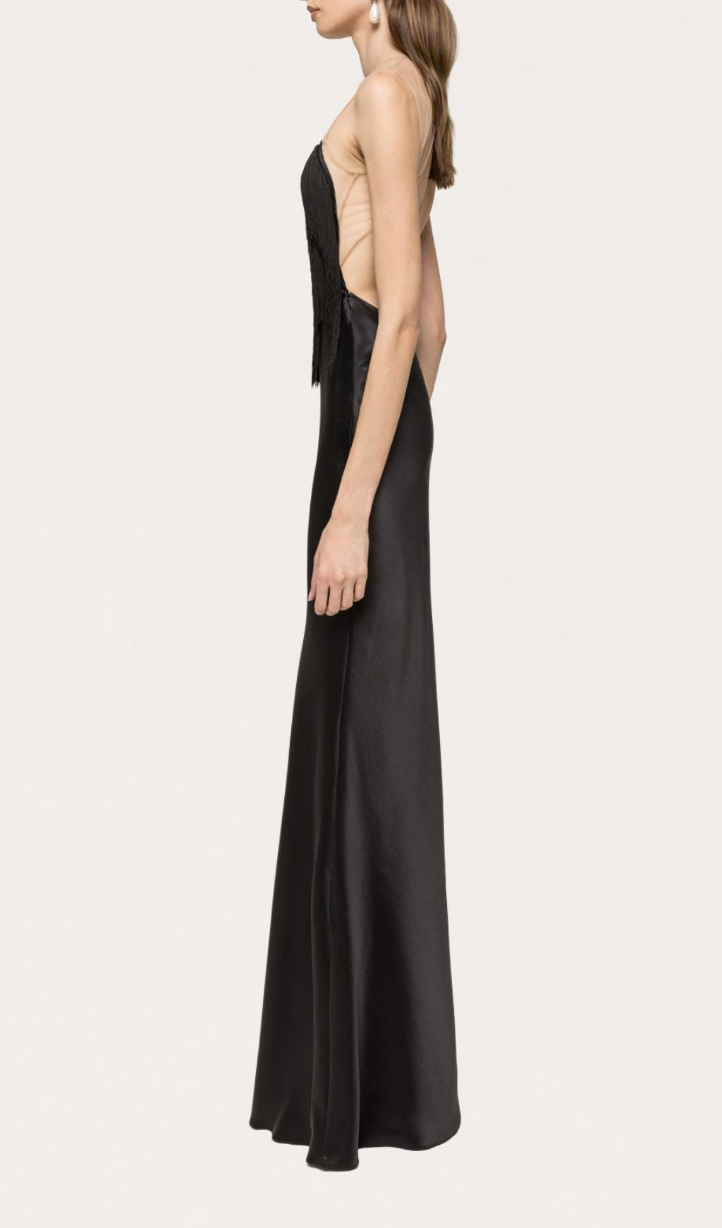 Katell Black Fringe Illusion Backless Maxi Dress | Women's Evening Gown