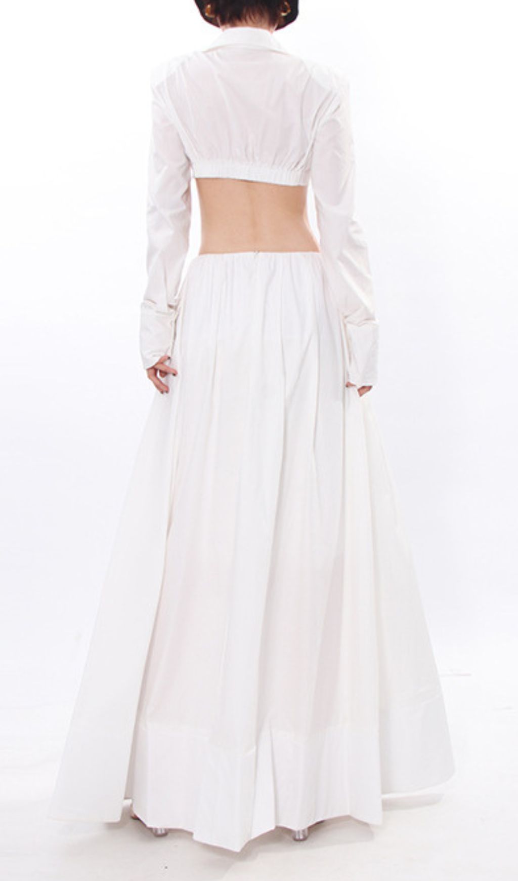 Idra Chic White Two-Piece Long Sleeve Crop Top & Maxi Skirt Set