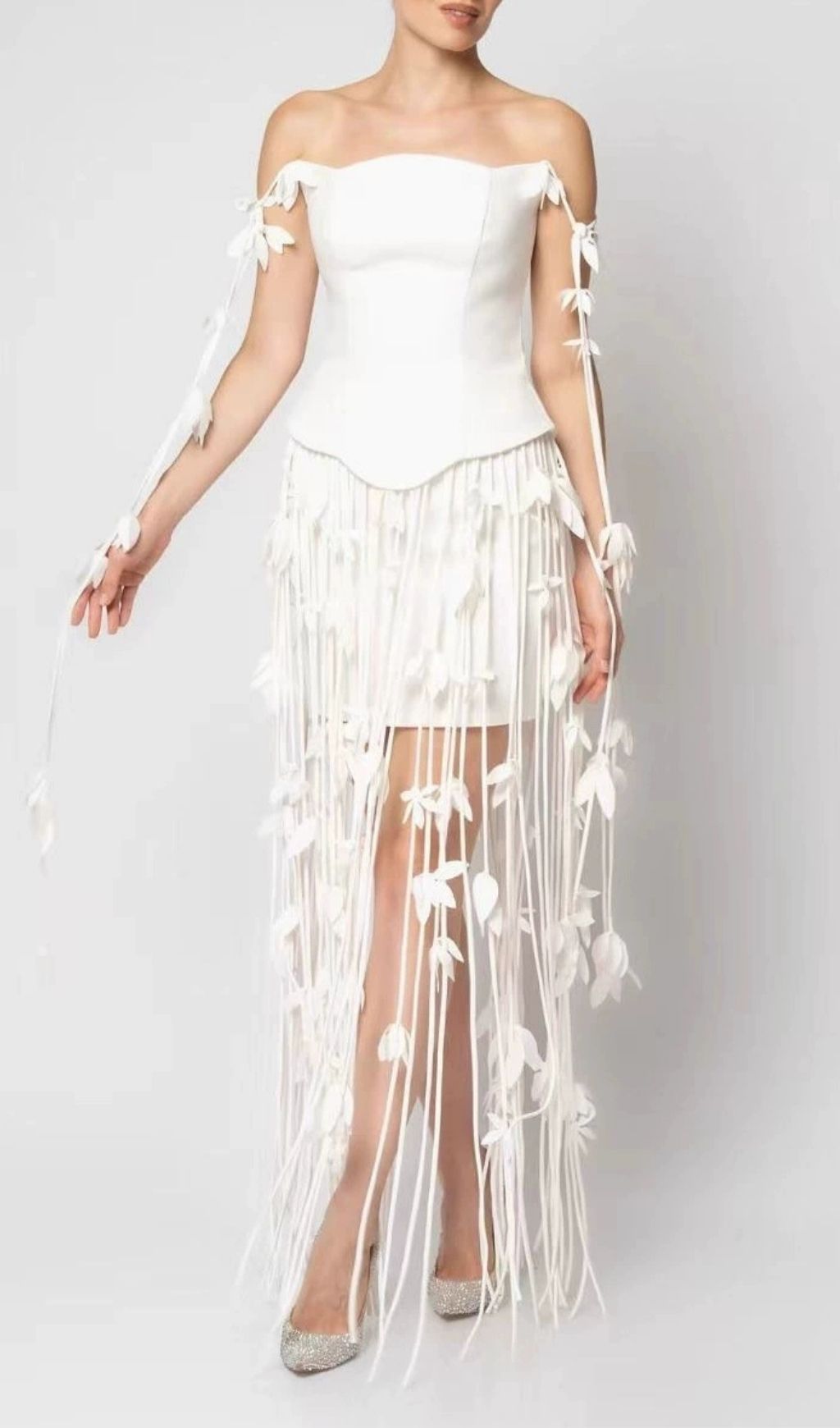 Karlee Strapless Petal Tassel Maxi Gown