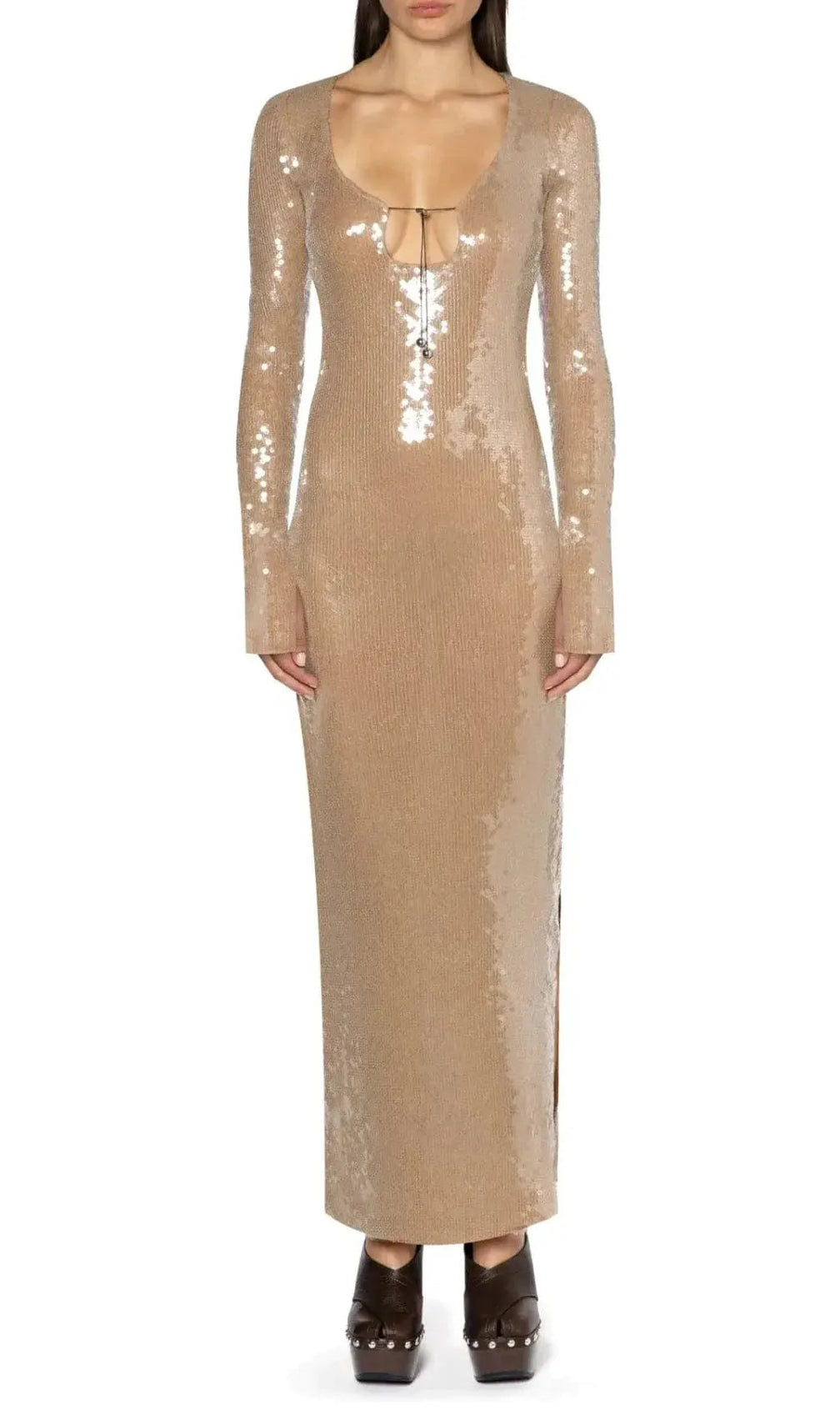 Ardelle Khaki Sequin Maxi Dress