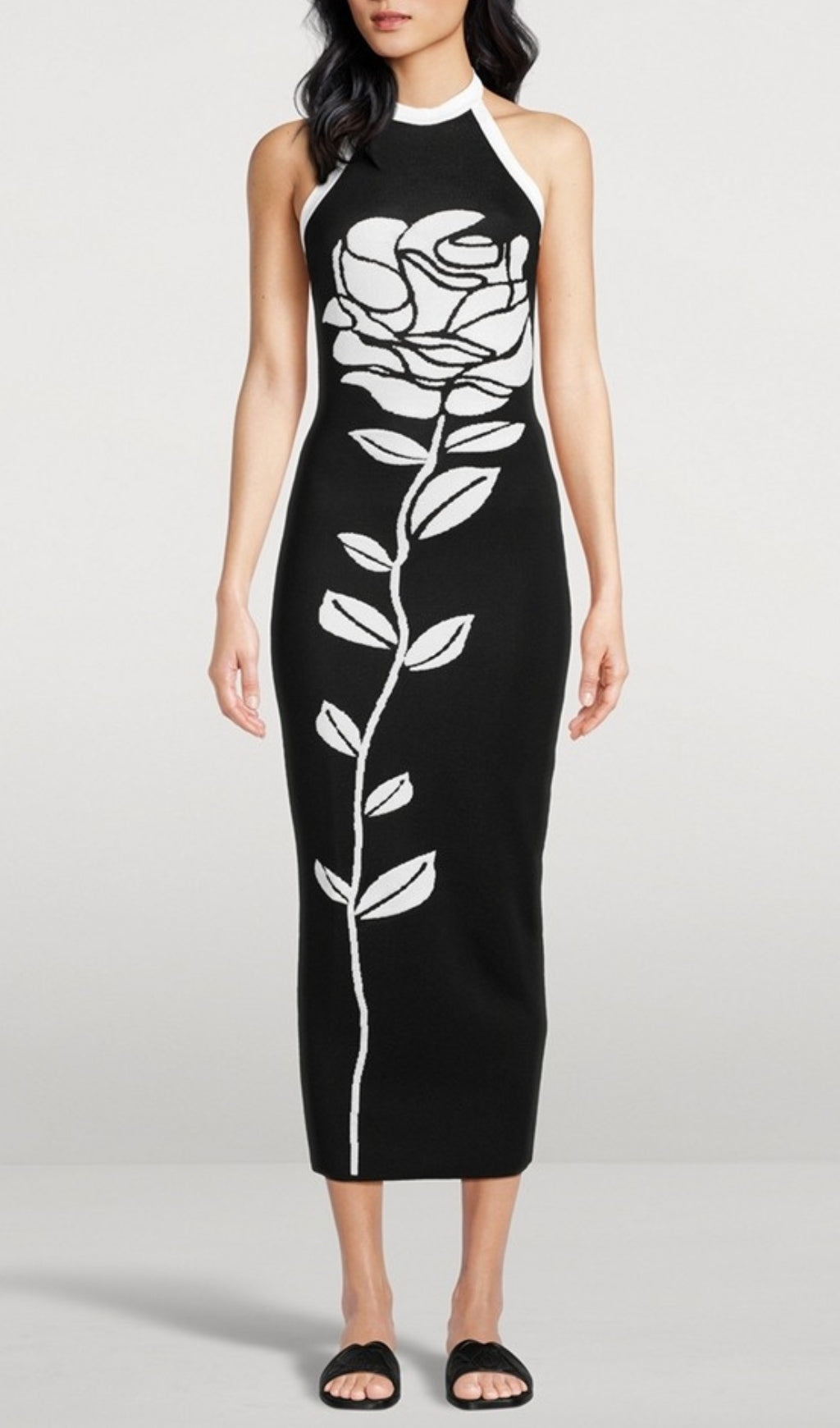 Bijou Rose Jacquard Halter Midi Dress