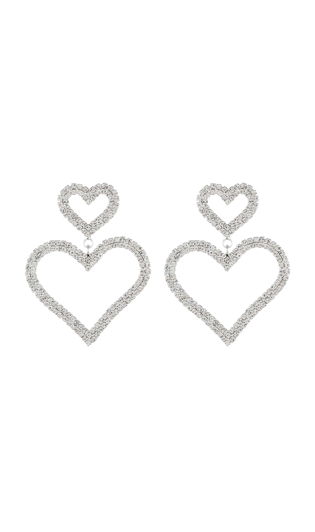 Gold Diamante Heart Shape Drop Earrings