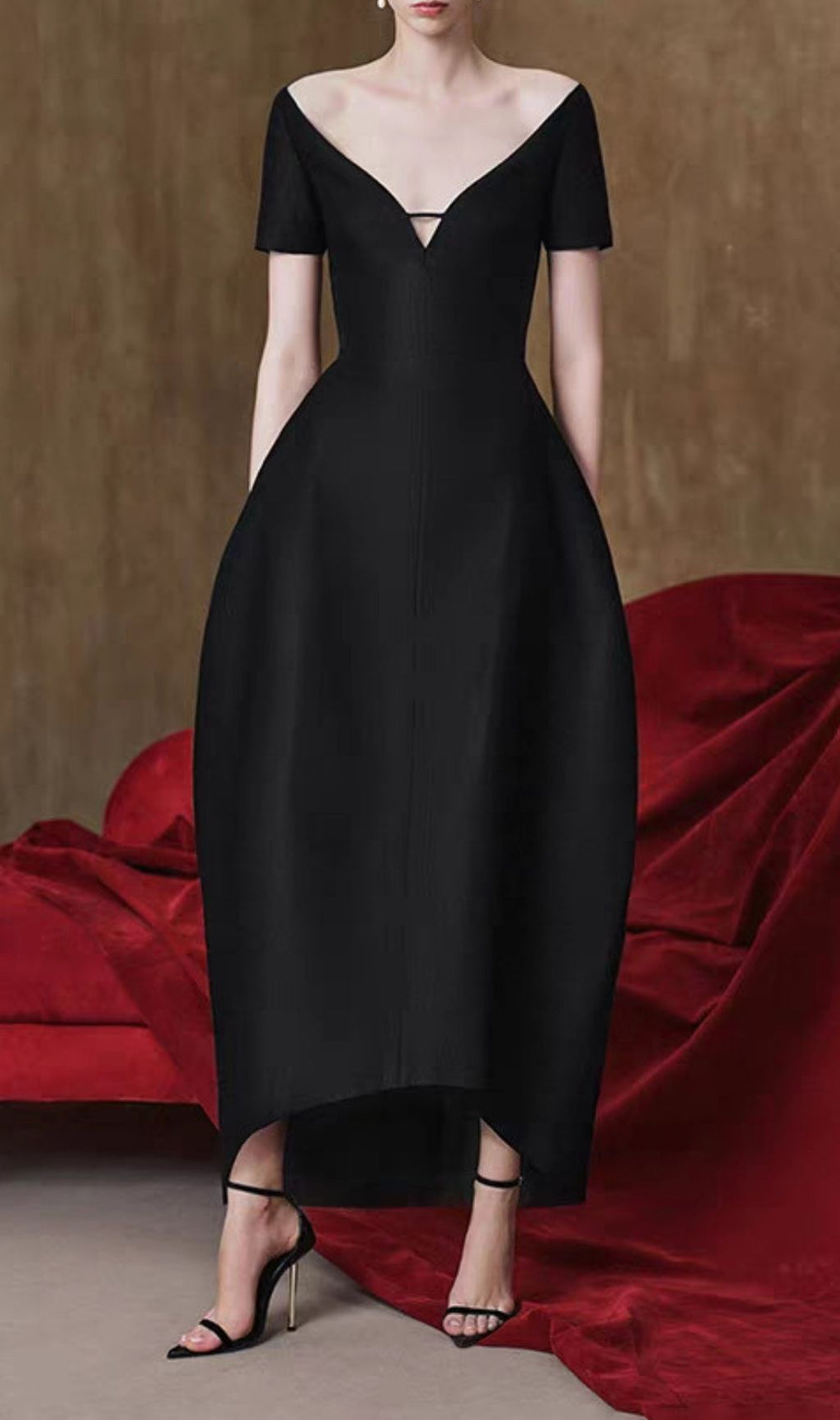 Kiojah Black V-Neck Maxi Dress