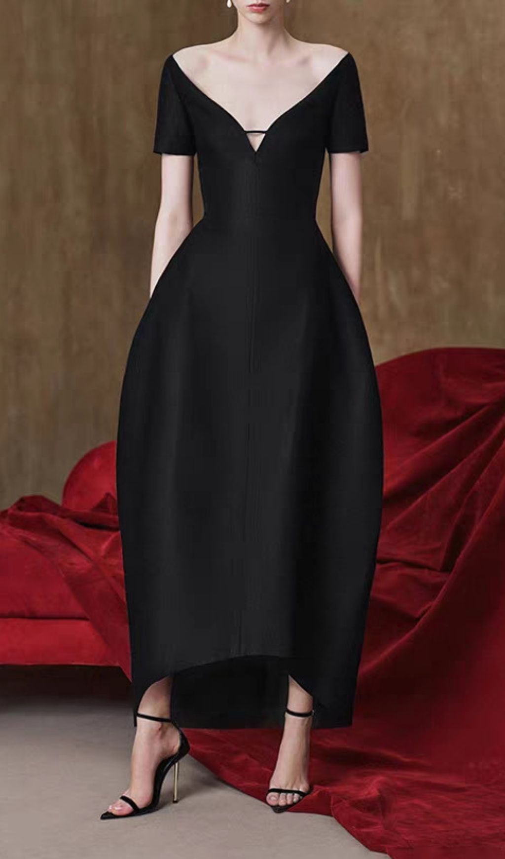 Kiojah Black V-Neck Maxi Dress
