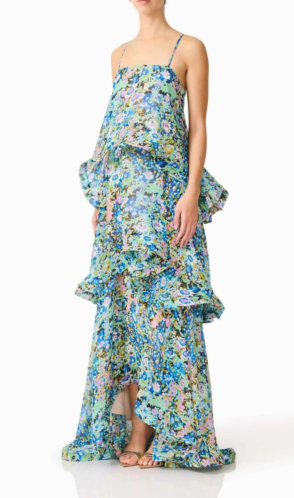 Lael Green Floral Printed Maxi Dress