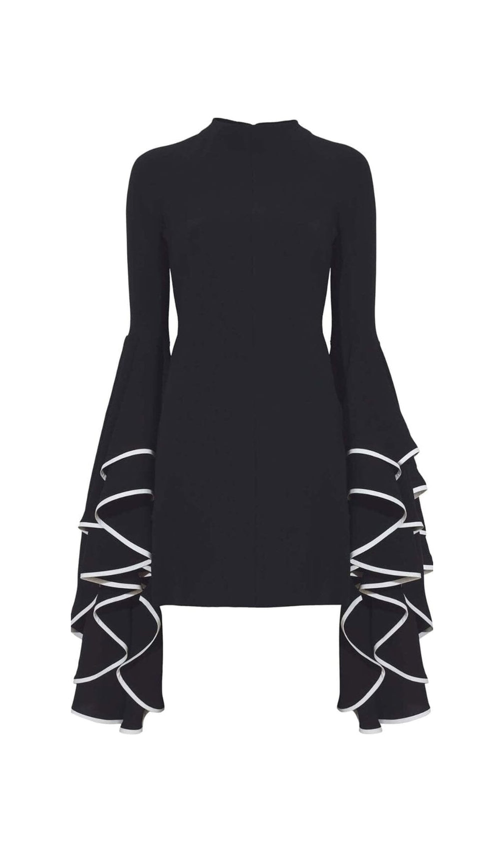 Ruffled Sleeve Mini Dress In Black