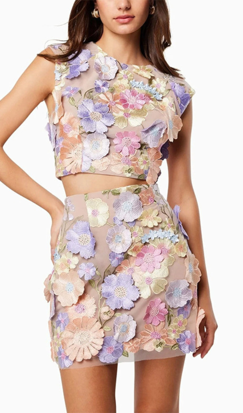 Aaden 3D Flower Embellished Skirt Set