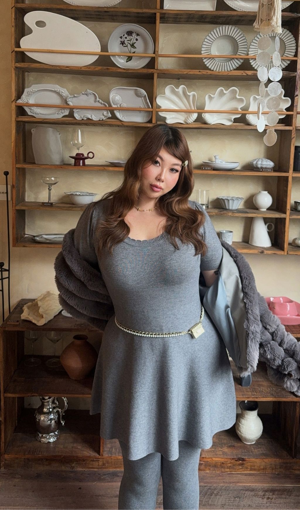 Lael Grey Knit Plus Size Mini Dress
