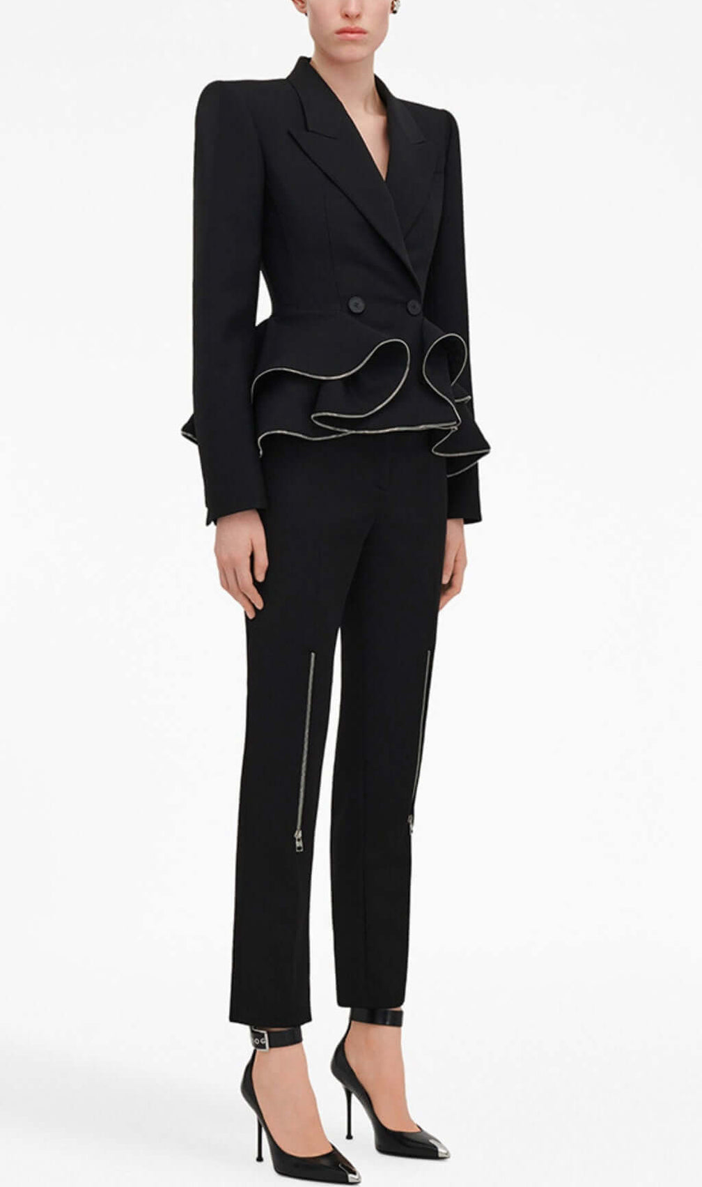 Brigitte Black Ruffle Jacket & Pants