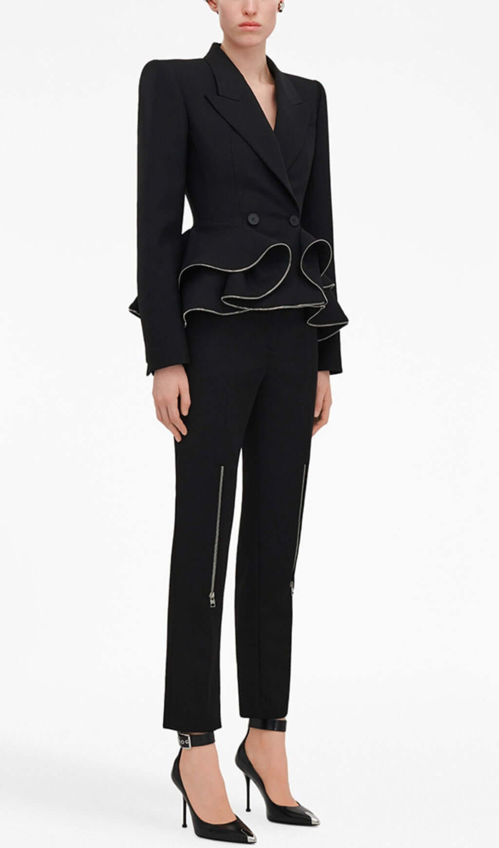 Brigitte Black Ruffle Jacket & Pants