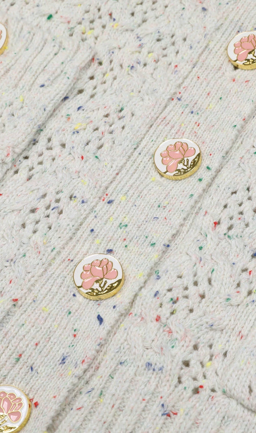 Juliet Chic Floral Knit Button Cardigan - Soft Pink & Versatile for Women