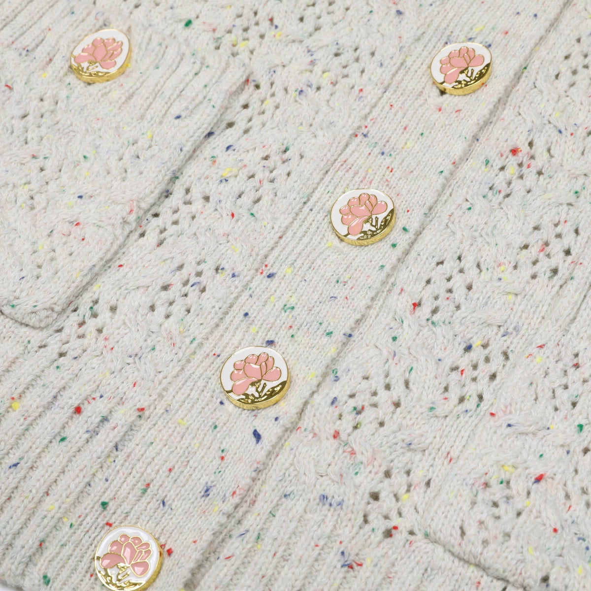 Juliet Chic Floral Knit Button Cardigan - Soft Pink & Versatile for Women