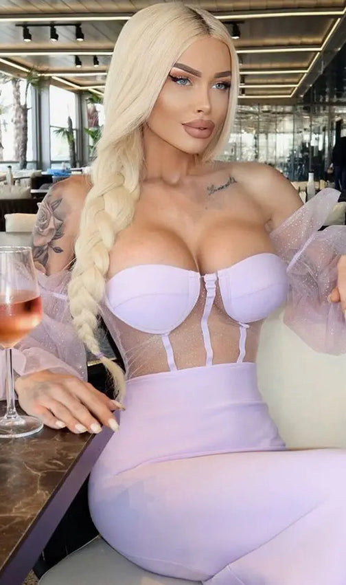 Off Shoulder Slit Midi Dress In Purple